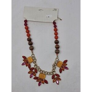 Vintage Multicolor Statement Beaded Flower Necklace Fashion Jewelry